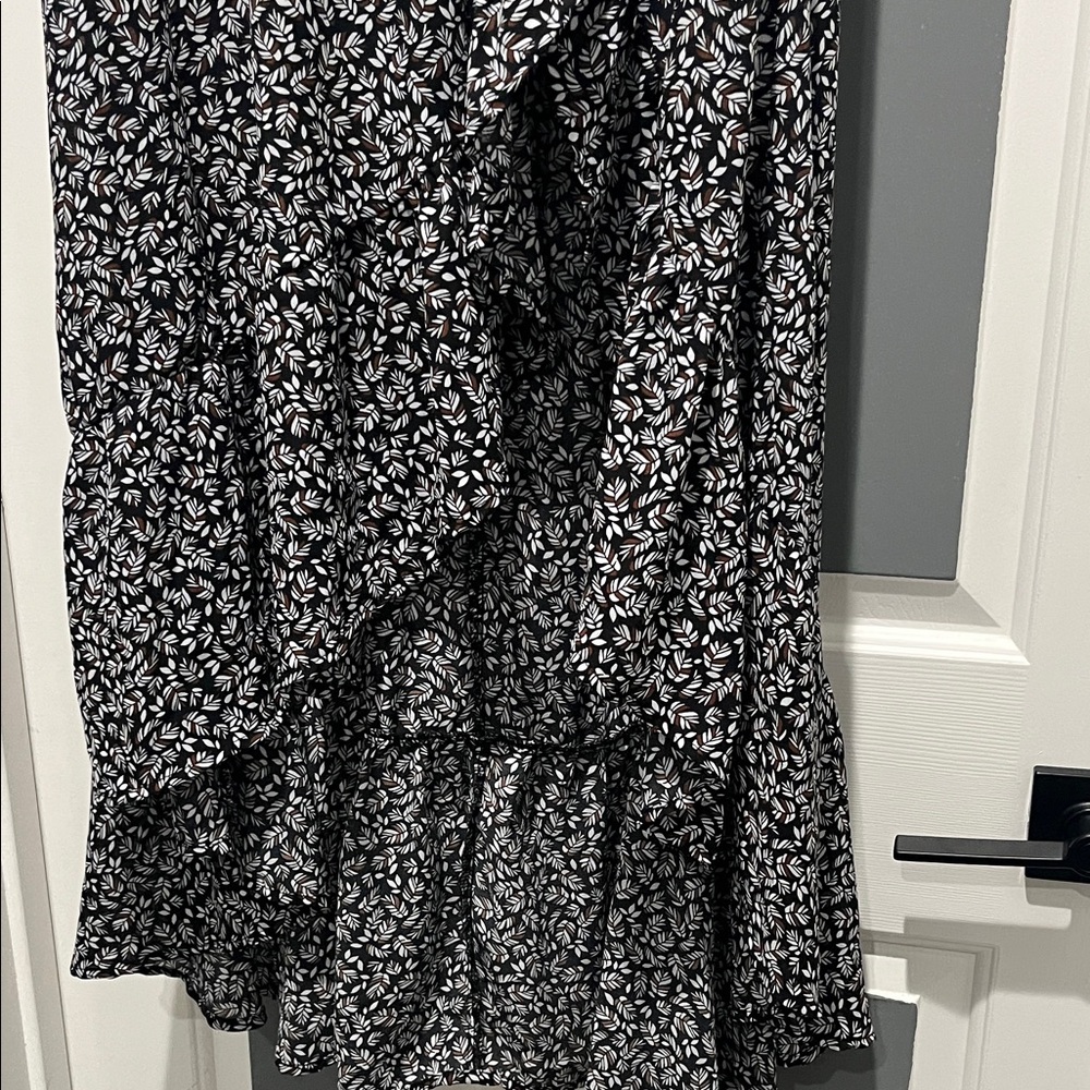 Smocked Black Floral Asymmetrical Maxi Dress - Picture 3 of 5